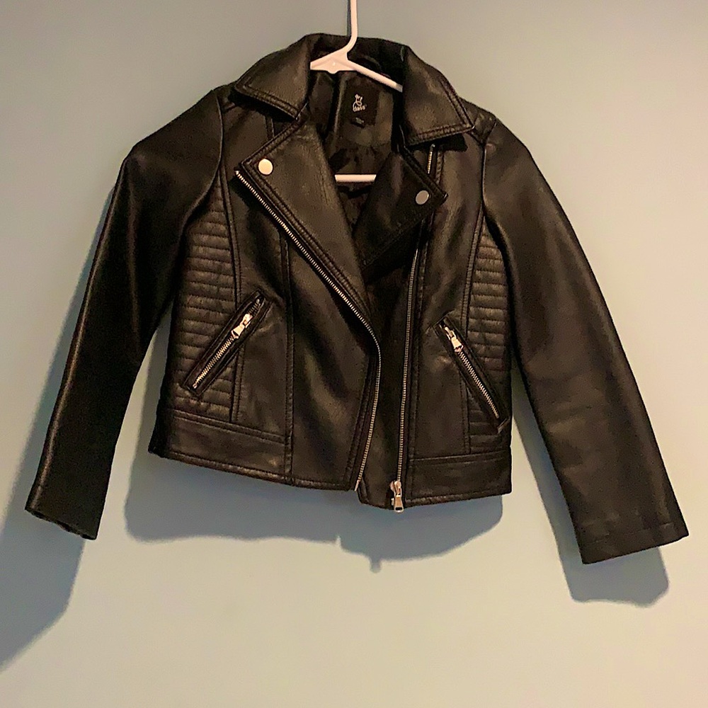 Kids Black Leather Jacket *size S (6/6x)